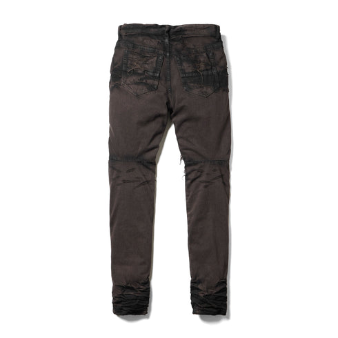 917PAM2-BW Dark Brown / Destroyed Biker Pants
